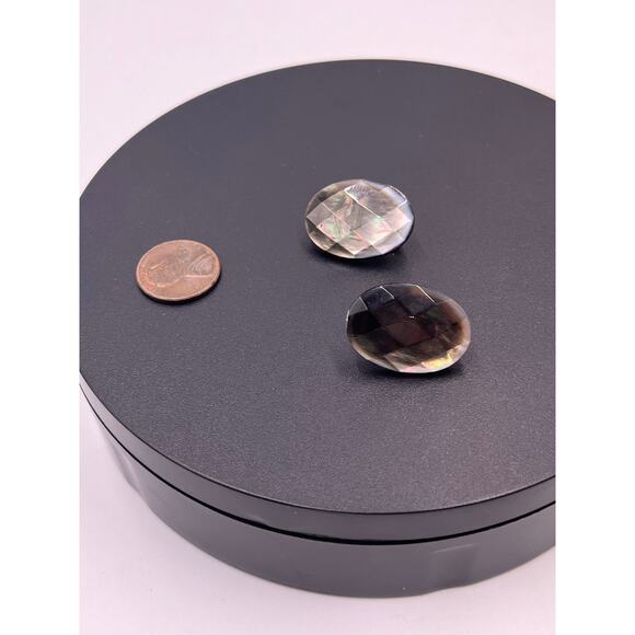 Margo Morrison Sterling Silver Abalone Mother of Pearl Doublet Stud Clip Earring - Picture 4 of 8